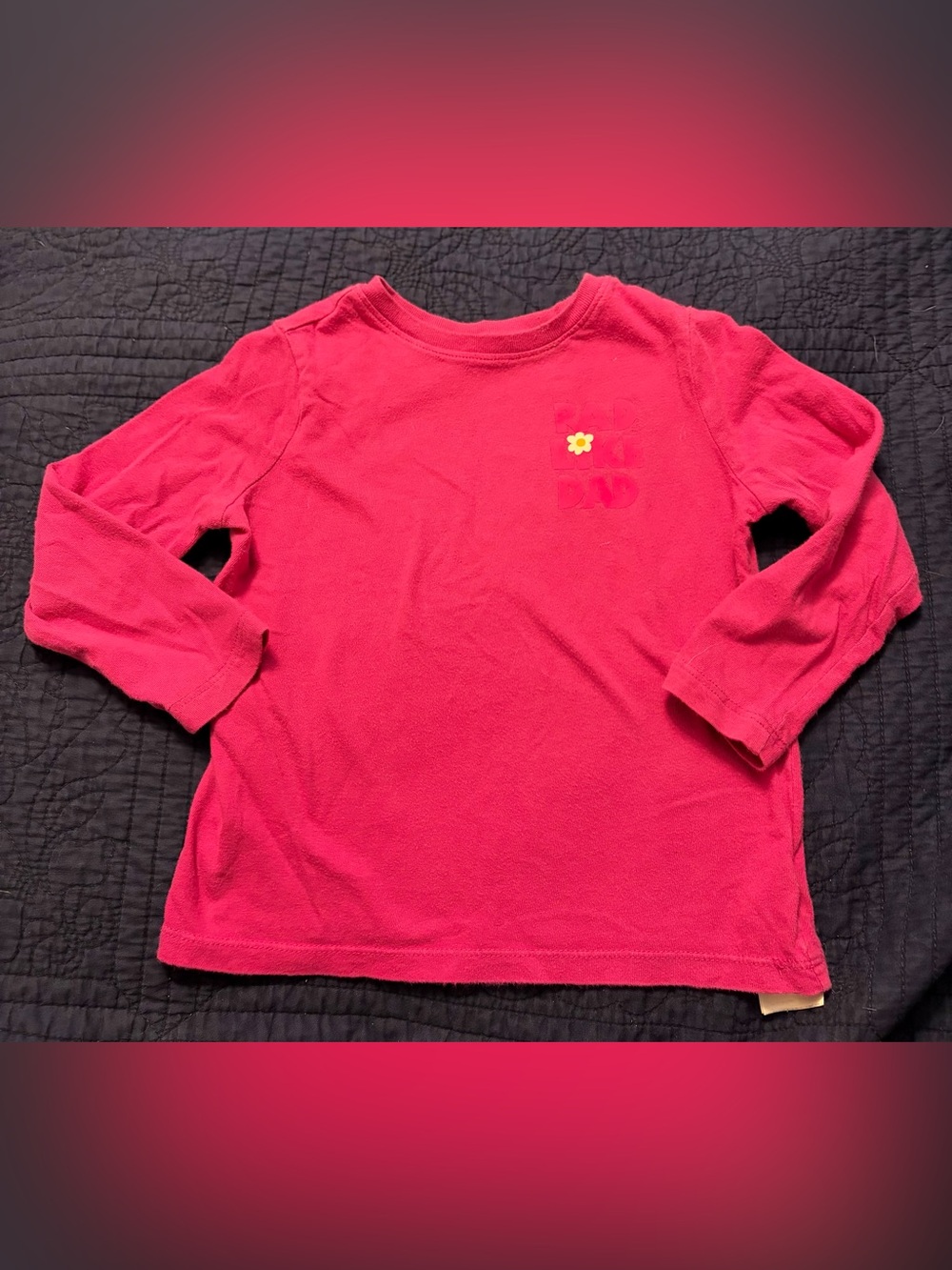 Girls' Pink Floral Detail Long-Sleeve Top